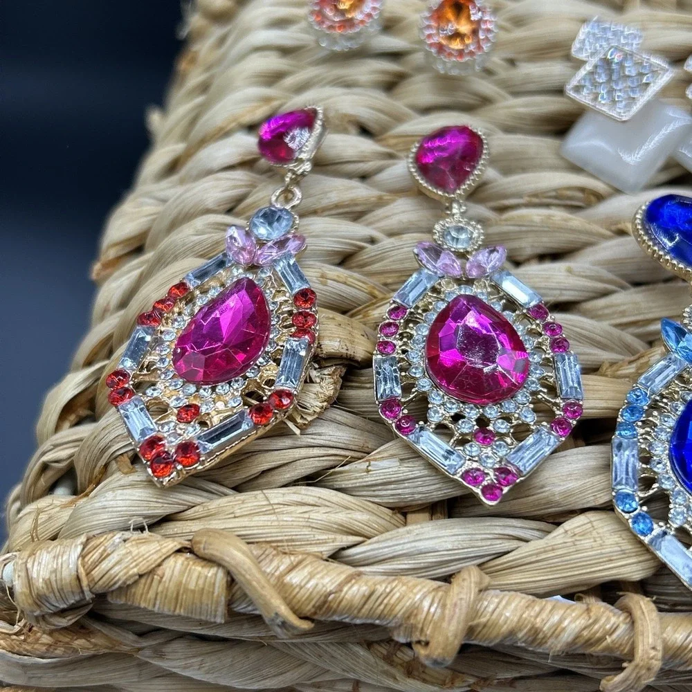 Earrings Vintage 80's - 90's Costume Jewelry Lot Of 10 Pair Never Worn